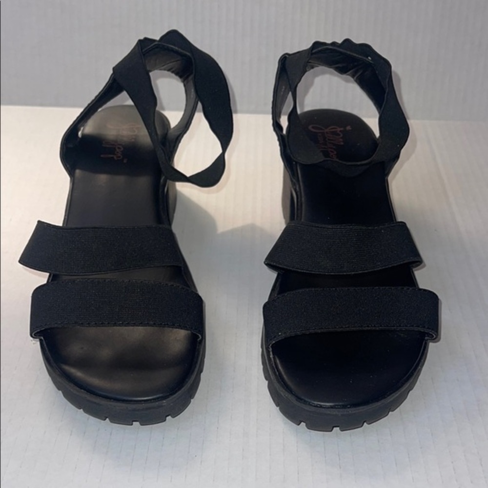 Jellypop Girls 4M Black Chunky Block Heel Platform Sandals EUC